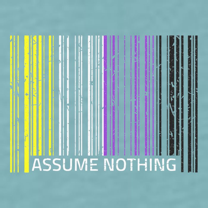 Assume Nothing Non Binary Flag Genderqueer Lgbtqia Pride Sueded Cloud Jersey T-Shirt