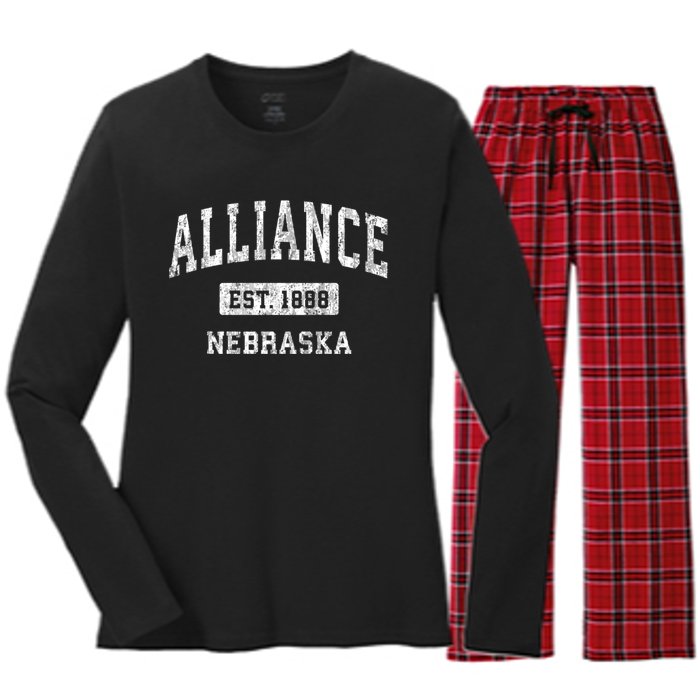 Alliance Nebraska Ne Vintage Sports Women's Long Sleeve Flannel Pajama Set 