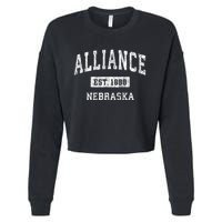 Alliance Nebraska Ne Vintage Sports Cropped Pullover Crew