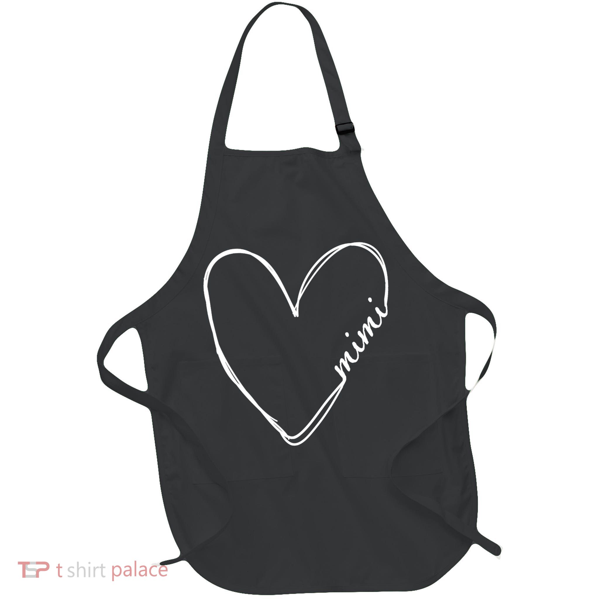 Announcement Grandparents New Mimi Heart Full-Length Apron With Pockets
