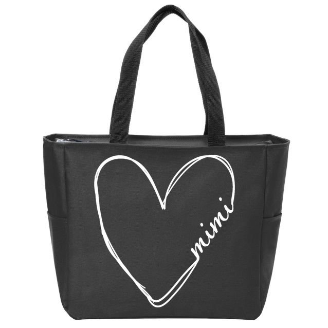 Announcement Grandparents New Mimi Heart Zip Tote Bag