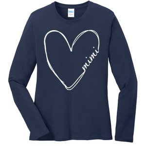 Announcement Grandparents New Mimi Heart Ladies Long Sleeve Shirt