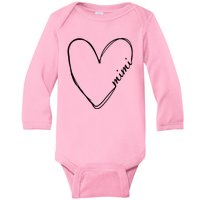 Announcement Grandparents New Mimi Heart Baby Long Sleeve Bodysuit