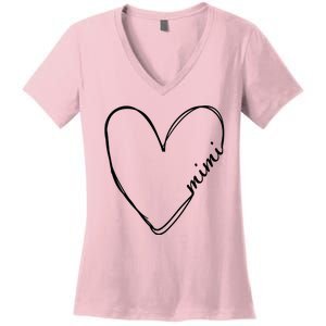 Announcement Grandparents New Mimi Heart Women's V-Neck T-Shirt