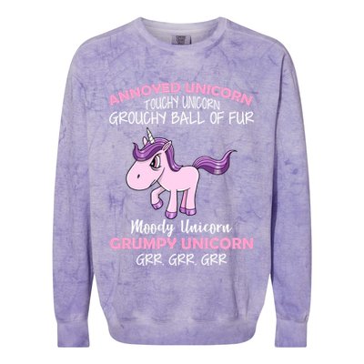 Annoyed Unicorn Funny Colorblast Crewneck Sweatshirt