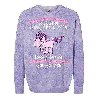 Annoyed Unicorn Funny Colorblast Crewneck Sweatshirt