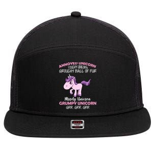 Annoyed Unicorn Funny 7 Panel Mesh Trucker Snapback Hat