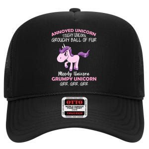 Annoyed Unicorn Funny High Crown Mesh Back Trucker Hat