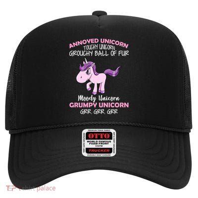 Annoyed Unicorn Funny High Crown Mesh Back Trucker Hat
