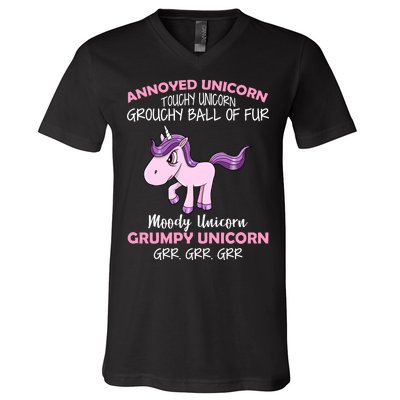 Annoyed Unicorn Funny V-Neck T-Shirt