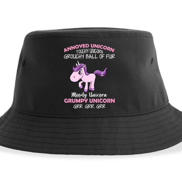 Annoyed Unicorn Funny Sustainable Bucket Hat