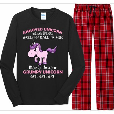 Annoyed Unicorn Funny Long Sleeve Pajama Set