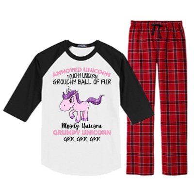 Annoyed Unicorn Funny Raglan Sleeve Pajama Set