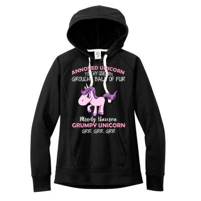 Annoyed Unicorn Funny Women's Fleece Hoodie