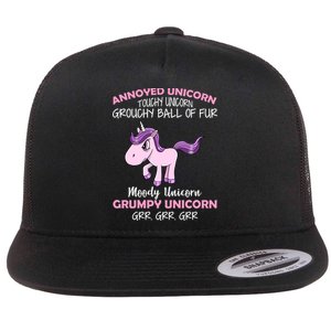 Annoyed Unicorn Funny Flat Bill Trucker Hat