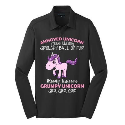 Annoyed Unicorn Funny Silk Touch Performance Long Sleeve Polo