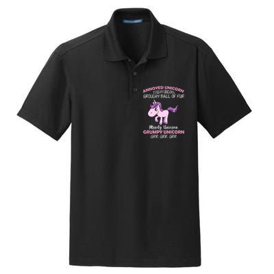 Annoyed Unicorn Funny Dry Zone Grid Polo