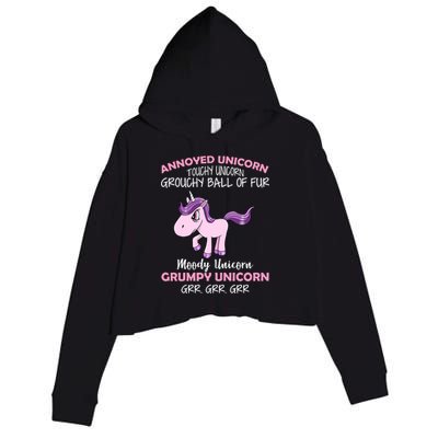 Annoyed Unicorn Funny Crop Fleece Hoodie