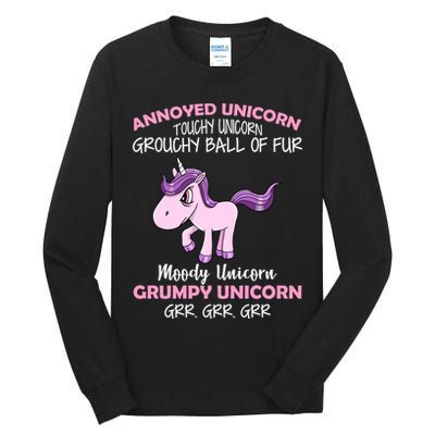 Annoyed Unicorn Funny Tall Long Sleeve T-Shirt