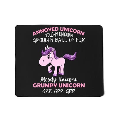 Annoyed Unicorn Funny Mousepad