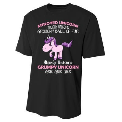 Annoyed Unicorn Funny Performance Sprint T-Shirt