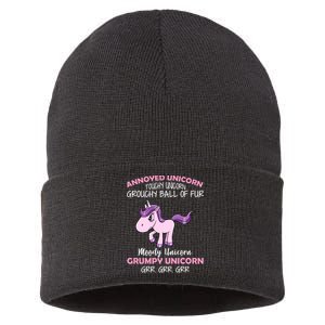 Annoyed Unicorn Funny Sustainable Knit Beanie