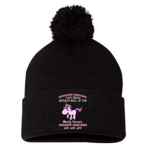 Annoyed Unicorn Funny Pom Pom 12in Knit Beanie