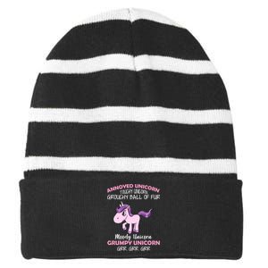 Annoyed Unicorn Funny Striped Beanie with Solid Band