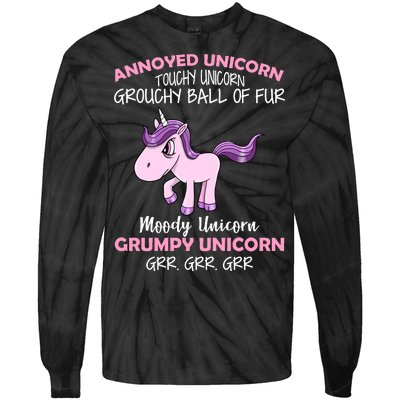 Annoyed Unicorn Funny Tie-Dye Long Sleeve Shirt