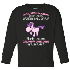 Annoyed Unicorn Funny Toddler Long Sleeve Shirt