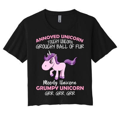 Annoyed Unicorn Funny Women's Crop Top Tee