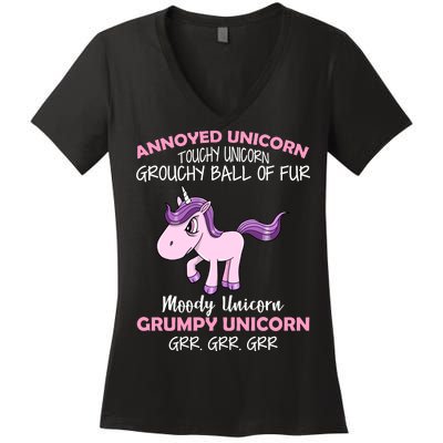 Annoyed Unicorn Funny Women's V-Neck T-Shirt