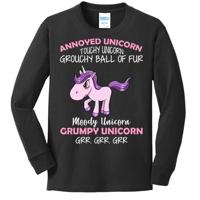 Annoyed Unicorn Funny Kids Long Sleeve Shirt