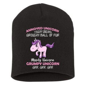 Annoyed Unicorn Funny Short Acrylic Beanie