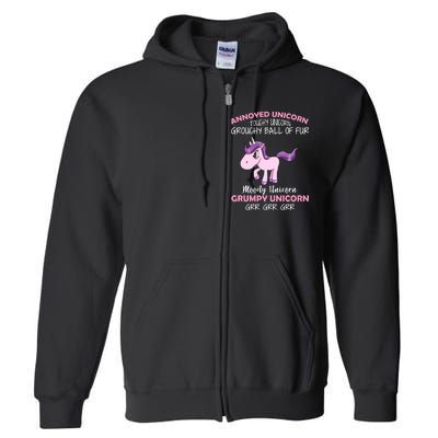 Annoyed Unicorn Funny Full Zip Hoodie