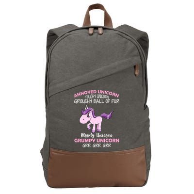 Annoyed Unicorn Funny Cotton Canvas Backpack