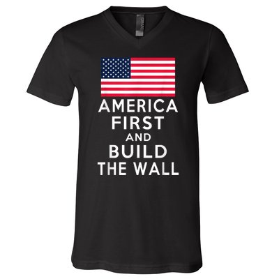 America Number One Again And Build A Wall V-Neck T-Shirt