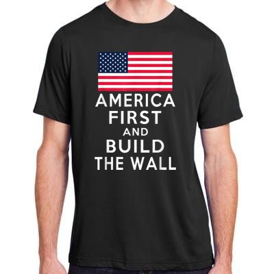 America Number One Again And Build A Wall Adult ChromaSoft Performance T-Shirt