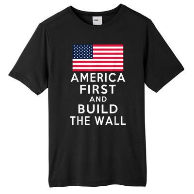 America Number One Again And Build A Wall Tall Fusion ChromaSoft Performance T-Shirt