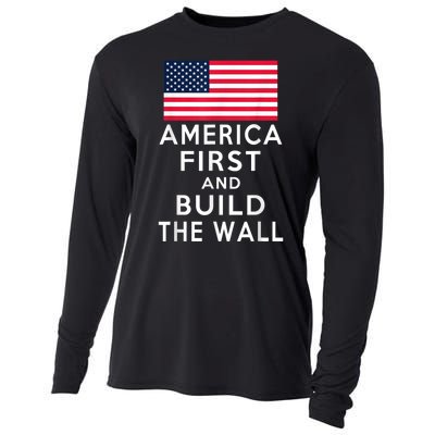 America Number One Again And Build A Wall Cooling Performance Long Sleeve Crew