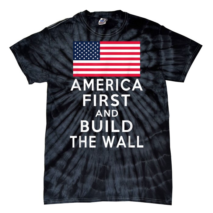 America Number One Again And Build A Wall Tie-Dye T-Shirt