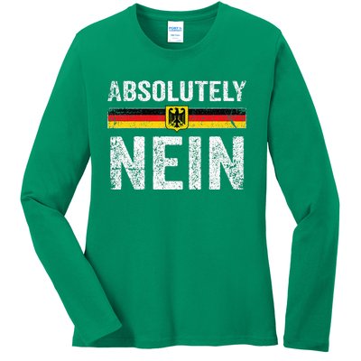 Absolutely Nein Oktoberfest German Flag Ladies Long Sleeve Shirt