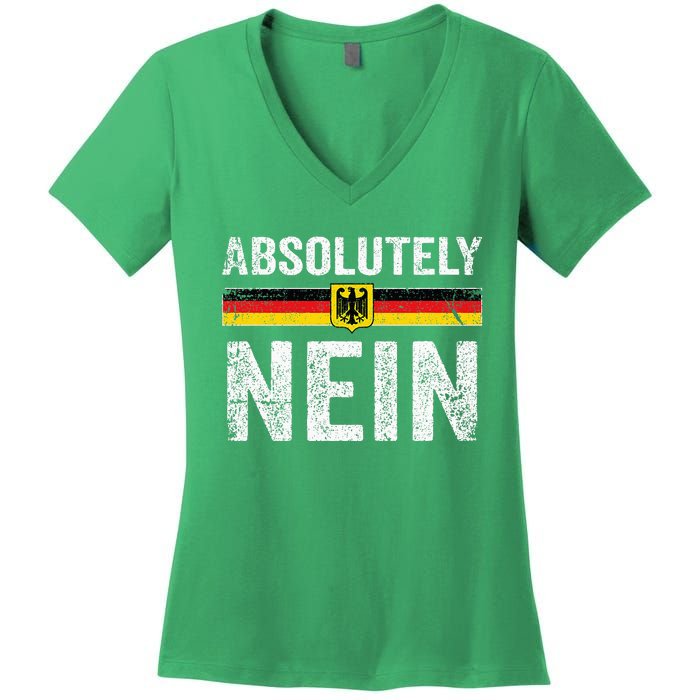 Absolutely Nein Oktoberfest German Flag Women's V-Neck T-Shirt