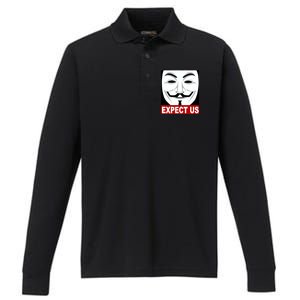 Anonymous Expect Us Internet Performance Long Sleeve Polo