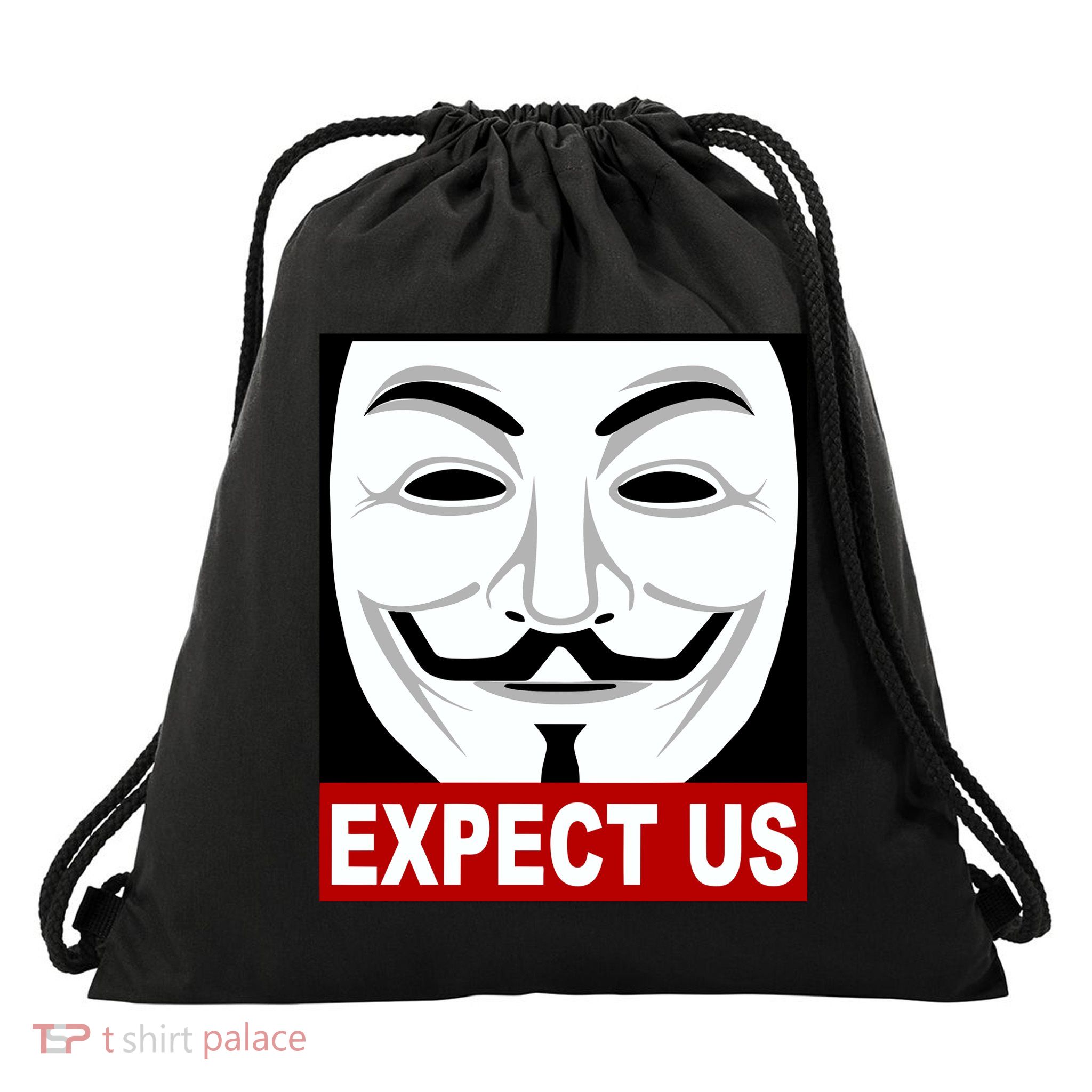 Anonymous Expect Us Internet Drawstring Bag