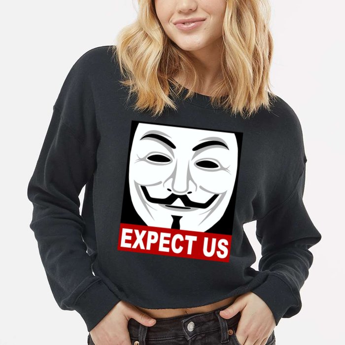 Anonymous Expect Us Internet Cropped Pullover Crew