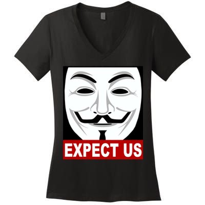 Anonymous Expect Us Internet Women's V-Neck T-Shirt