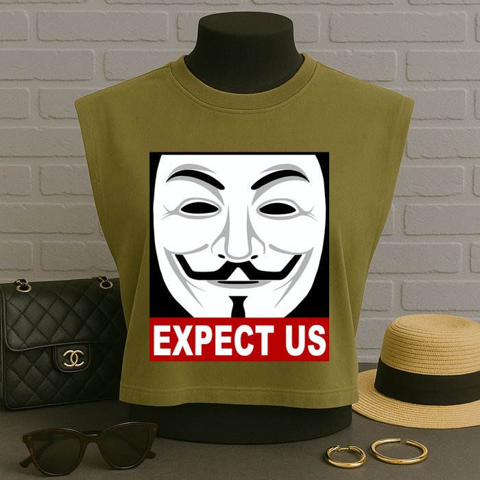 Anonymous Expect Us Internet Garment-Dyed Women's Muscle Tee