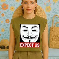 Anonymous Expect Us Internet Garment-Dyed Women's Muscle Tee