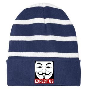 Anonymous Expect Us Internet Striped Beanie with Solid Band